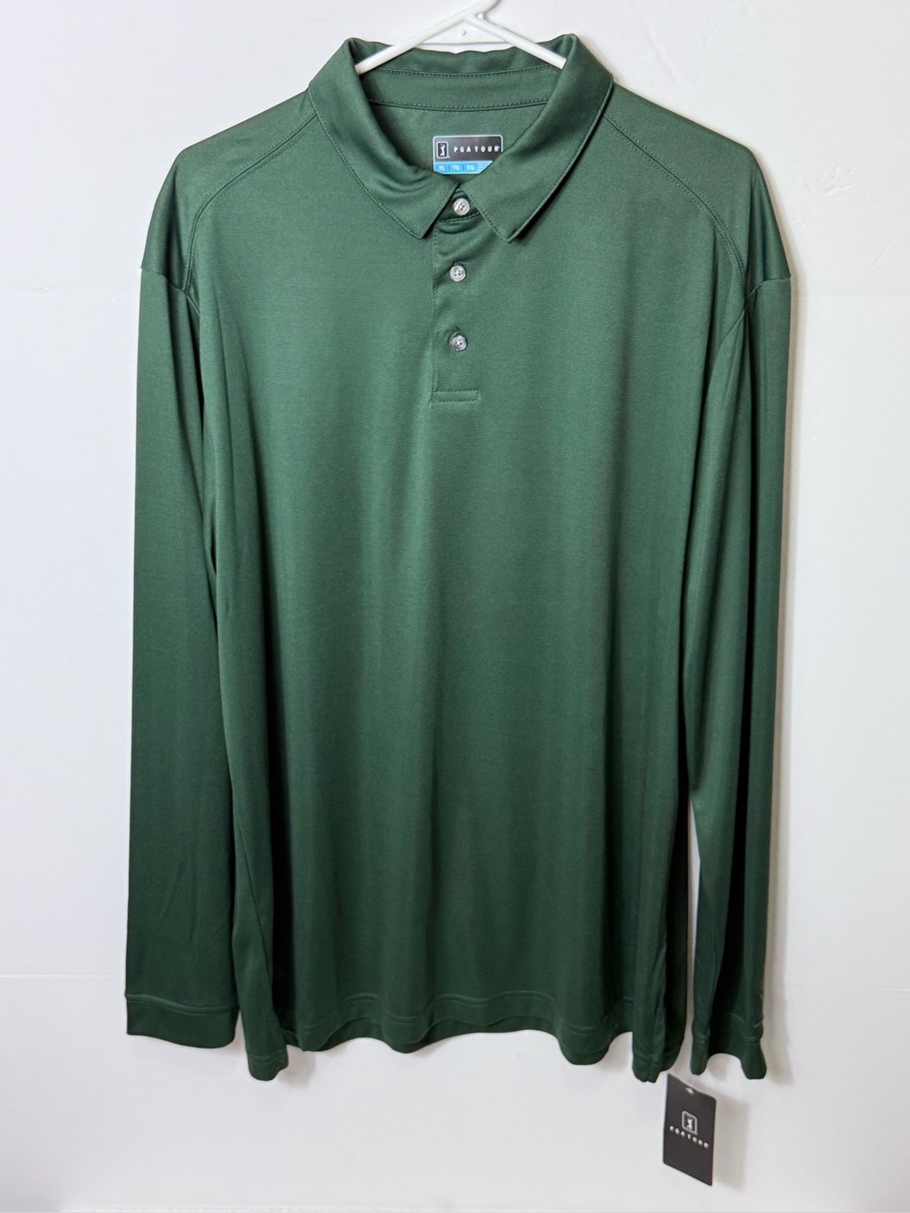 PGA Tour Long-Sleeve Polo Shirt in Forest Green